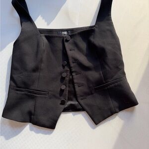 PAIGE Black Button-Front tailored Vest
